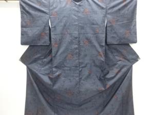 草花模様織出し本場泥大島紬着物（5マルキ）